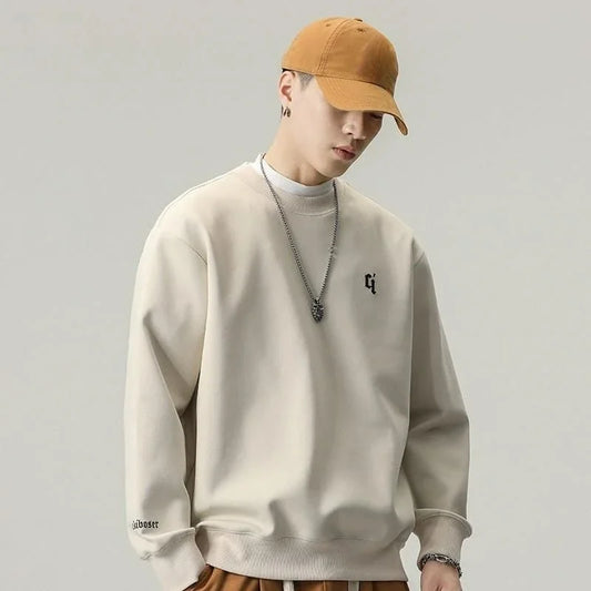 Men's Normcore Letter Print Sweatshirt – Thick Pullover for Autumn/Winter